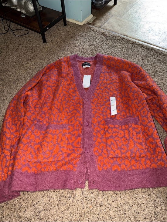 Original Use Other - Original Use Pink and Orange Leopard-Print Cardigan